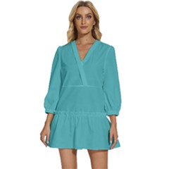 Blue Curacao	 - 	v-neck Placket Mini Dress