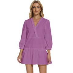 Bodacious Pink	 - 	v-neck Placket Mini Dress by ColorfulDresses