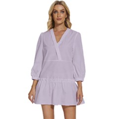 Languid Lavender Purple	 - 	v-neck Placket Mini Dress by ColorfulDresses