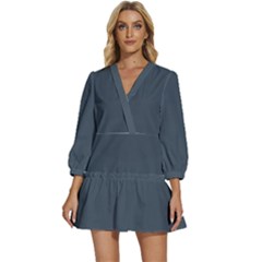 Orion Blue	 - 	v-neck Placket Mini Dress