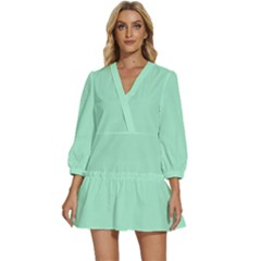 Magic Mint	 - 	v-neck Placket Mini Dress