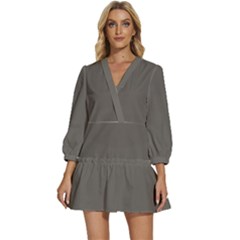 Kalamata Grey	 - 	v-neck Placket Mini Dress