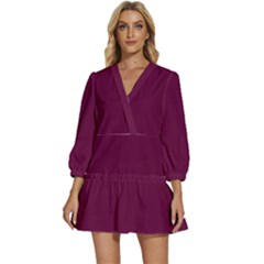 Boysenberry Purple	 - 	v-neck Placket Mini Dress