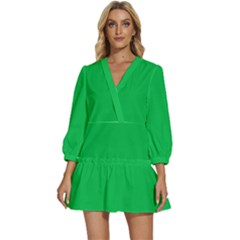 Parakeet Green	 - 	v-neck Placket Mini Dress