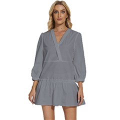 Monument Grey	 - 	v-neck Placket Mini Dress by ColorfulDresses