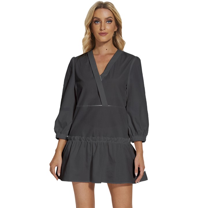 Pirate Black	 - 	V-Neck Placket Mini Dress