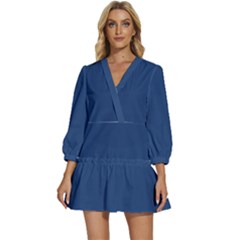 True Blue	 - 	v-neck Placket Mini Dress