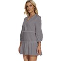 Soft Taupe Grey	 - 	V-Neck Placket Mini Dress View2