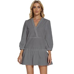 Sonic Silver Grey	 - 	v-neck Placket Mini Dress