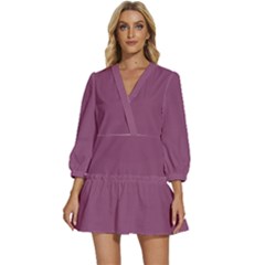 Sugar Plum Purple	 - 	v-neck Placket Mini Dress