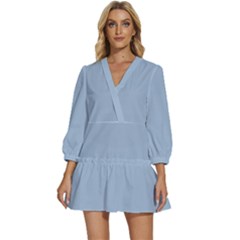 Cashmere Blue	 - 	v-neck Placket Mini Dress by ColorfulDresses