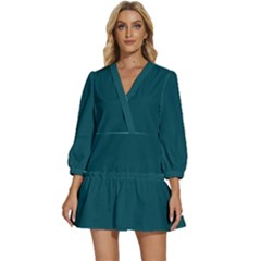 Eagle Green	 - 	v-neck Placket Mini Dress