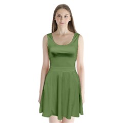 Crocodile Green	 - 	split Back Mini Dress by ColorfulDresses