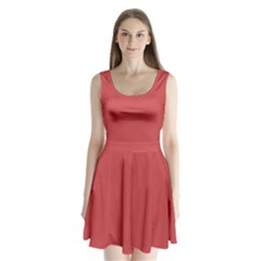 English Vermillion Red	 - 	split Back Mini Dress by ColorfulDresses