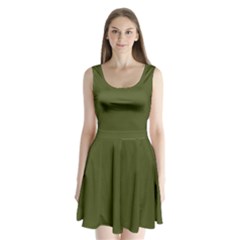 Army Green	 - 	split Back Mini Dress by ColorfulDresses