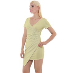 Yellow Iris	 - 	short Sleeve Asymmetric Mini Dress by ColorfulDresses