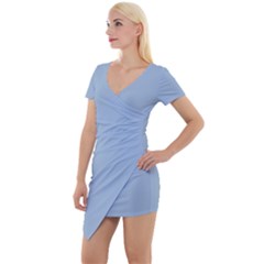 Cashmere Blue	 - 	short Sleeve Asymmetric Mini Dress by ColorfulDresses