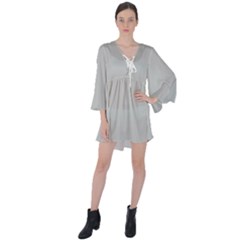 Harbor Grey	 - 	v-neck Flare Sleeve Mini Dress by ColorfulDresses