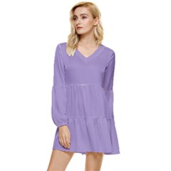 Bougain Villea Purple	 - 	tiered Long Sleeve Mini Dress by ColorfulDresses