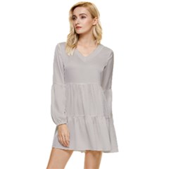 Pale Silver Grey	 - 	tiered Long Sleeve Mini Dress by ColorfulDresses