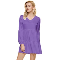 Royal Purple	 - 	tiered Long Sleeve Mini Dress by ColorfulDresses