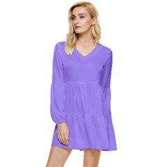 Sweet Crocus Purple	 - 	tiered Long Sleeve Mini Dress by ColorfulDresses