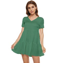 Amazon Green	 - 	tiered Short Sleeve Babydoll Dress by ColorfulDresses