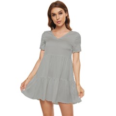 Just Silver Grey	 - 	tiered Short Sleeve Babydoll Dress by ColorfulDresses