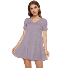 Heliotrope Grey	 - 	tiered Short Sleeve Babydoll Dress by ColorfulDresses