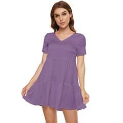 French Lilac Purple	 - 	tiered Short Sleeve Babydoll Dress by ColorfulDresses