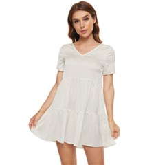 Coconut Milk	 - 	tiered Short Sleeve Babydoll Dress by ColorfulDresses