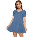 Queen Blue	 - 	Tiered Short Sleeve Babydoll Dress View1