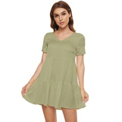 Weeping Willow Green	 - 	tiered Short Sleeve Babydoll Dress by ColorfulDresses