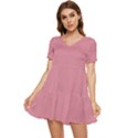 Shimmering Blush Pink	 - 	Tiered Short Sleeve Babydoll Dress View1