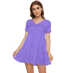 Sweet Crocus Purple	 - 	tiered Short Sleeve Babydoll Dress by ColorfulDresses