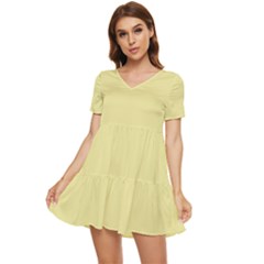 Yellow Iris	 - 	tiered Short Sleeve Babydoll Dress by ColorfulDresses