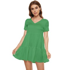 Clover Green	 - 	tiered Short Sleeve Babydoll Dress by ColorfulDresses