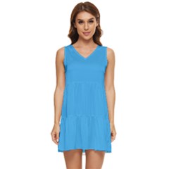 Butterfly Blue	 - 	tiered Sleeveless Mini Dress by ColorfulDresses