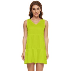 Bitter Lemon Green	 - 	tiered Sleeveless Mini Dress by ColorfulDresses