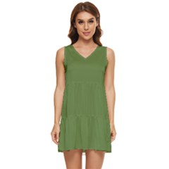 Crocodile Green	 - 	tiered Sleeveless Mini Dress by ColorfulDresses