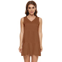 Fuzzy Wuzzy Brown	 - 	tiered Sleeveless Mini Dress by ColorfulDresses