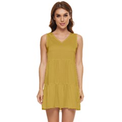 Lemon Curry Yellow	 - 	tiered Sleeveless Mini Dress by ColorfulDresses