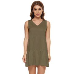 Martini Olive Brown	 - 	tiered Sleeveless Mini Dress by ColorfulDresses