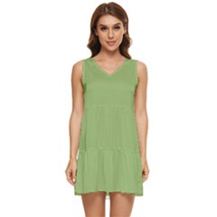 Olivine Green	 - 	tiered Sleeveless Mini Dress by ColorfulDresses