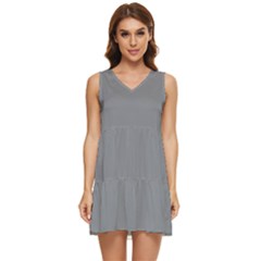 Monument Grey	 - 	tiered Sleeveless Mini Dress by ColorfulDresses