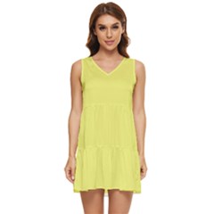 Light Lime Yellow	 - 	tiered Sleeveless Mini Dress by ColorfulDresses