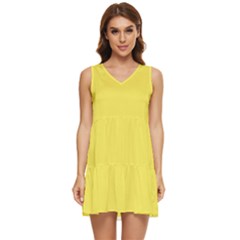 Maize Yellow	 - 	tiered Sleeveless Mini Dress by ColorfulDresses