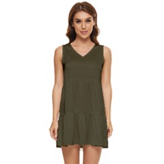 Dark Olive Drab	 - 	tiered Sleeveless Mini Dress by ColorfulDresses