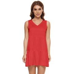 Rose Red	 - 	tiered Sleeveless Mini Dress by ColorfulDresses