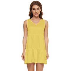 Roya Yellow	 - 	tiered Sleeveless Mini Dress by ColorfulDresses